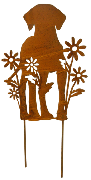 Preview: Wunderschönes Beetstecker Set Katze und Hund mit Blumen